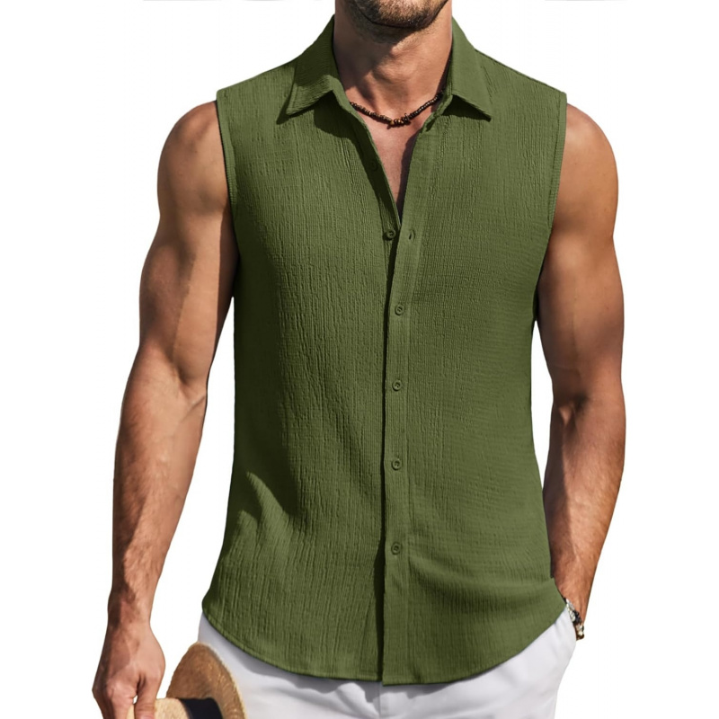 Men's Summer Sleeveless Shirts Beach Knit