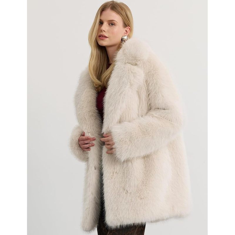 Women's Long Faux Fur Coats Fluffy Faux Fur Jacket Long