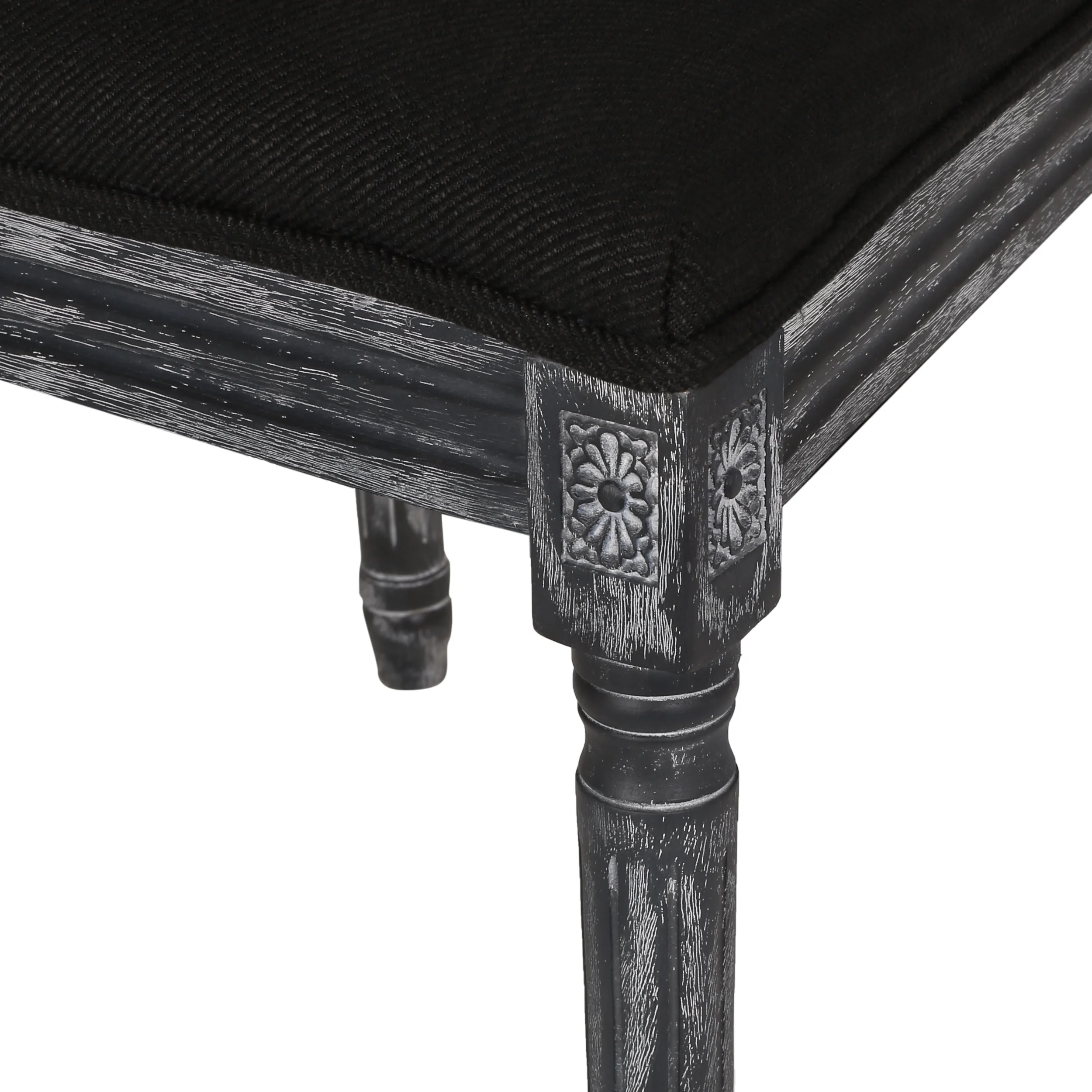 Noble House Fescue Fabric Upholstered Wood and Cane Expandable 7 Piece Dining Set, Gray and Black