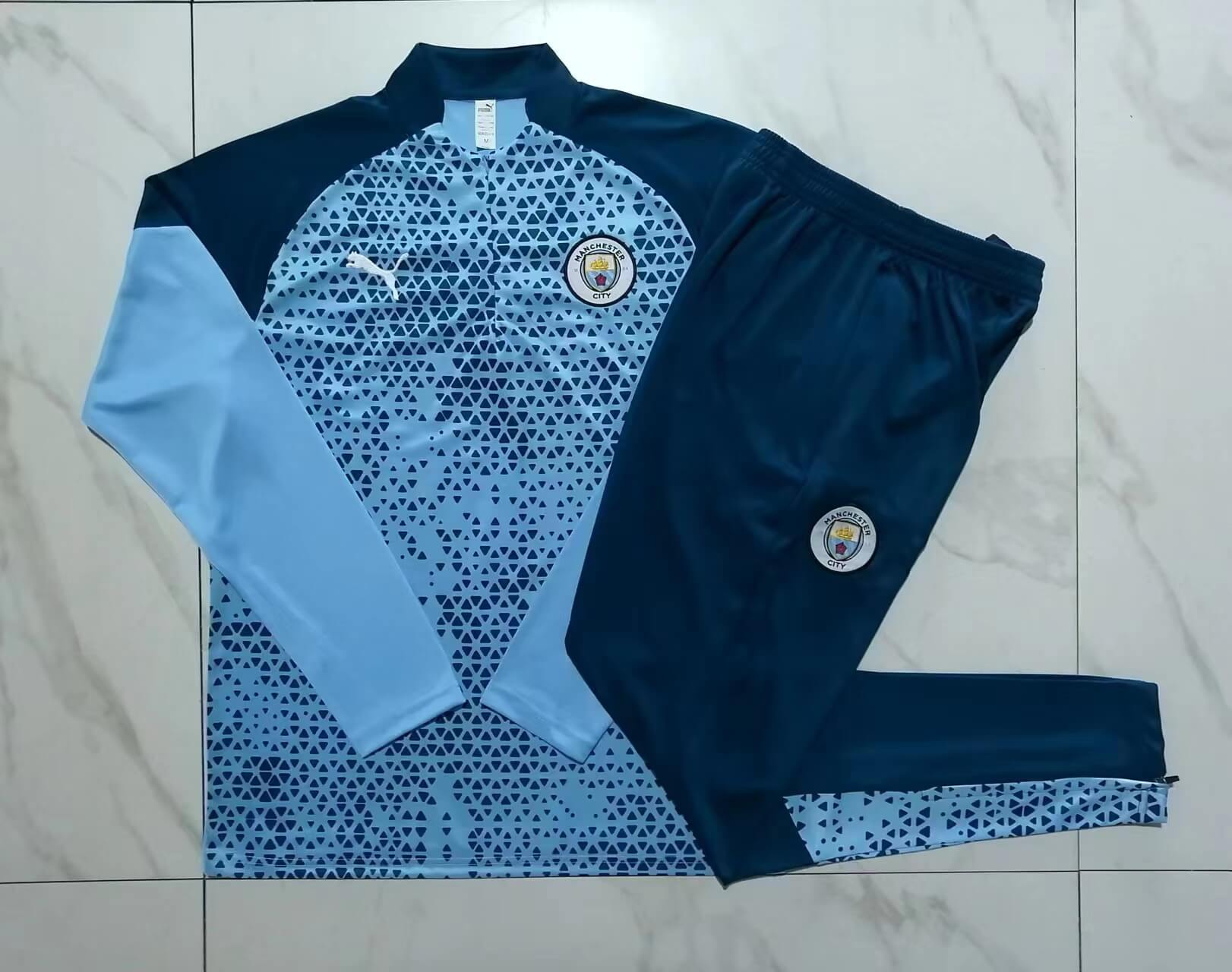 2023/2024 Manchester City long sleeves Training Suit Light Blue Football Shirt 1:1 Thai Quality