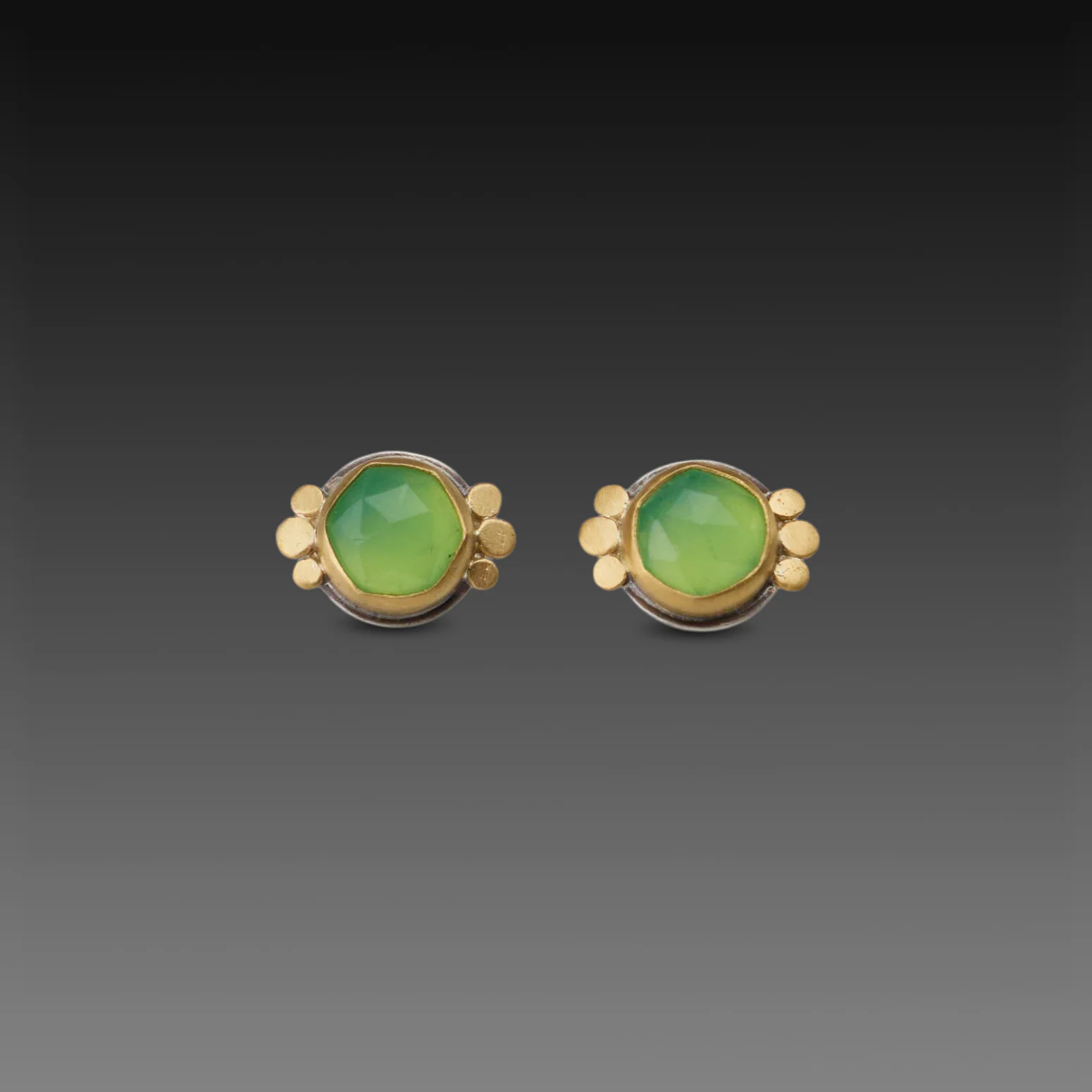 Chrysoprase Stud Earrings with Trios