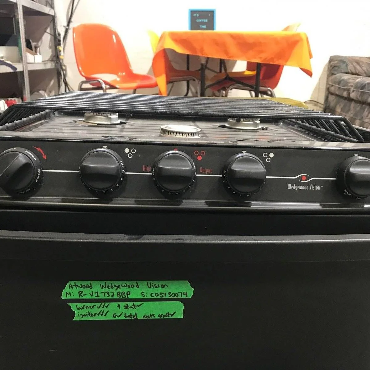 Used Atwood / Wedgewood range stove 3-burner R-V1732BBP