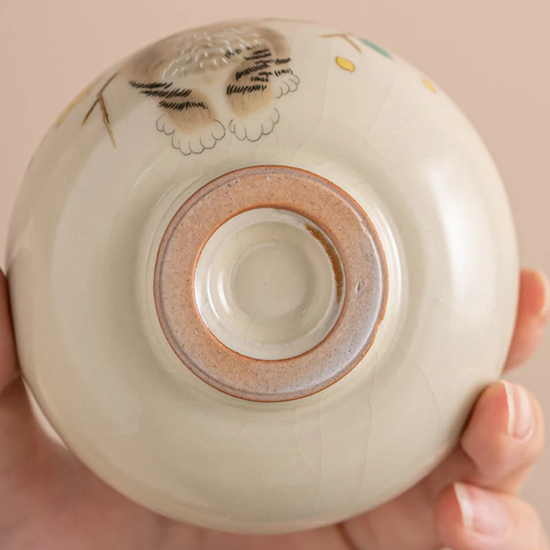 Buddha Stones Cute Cat Yellow Flowers Rabbit Teacup Kung Fu Tea Cup