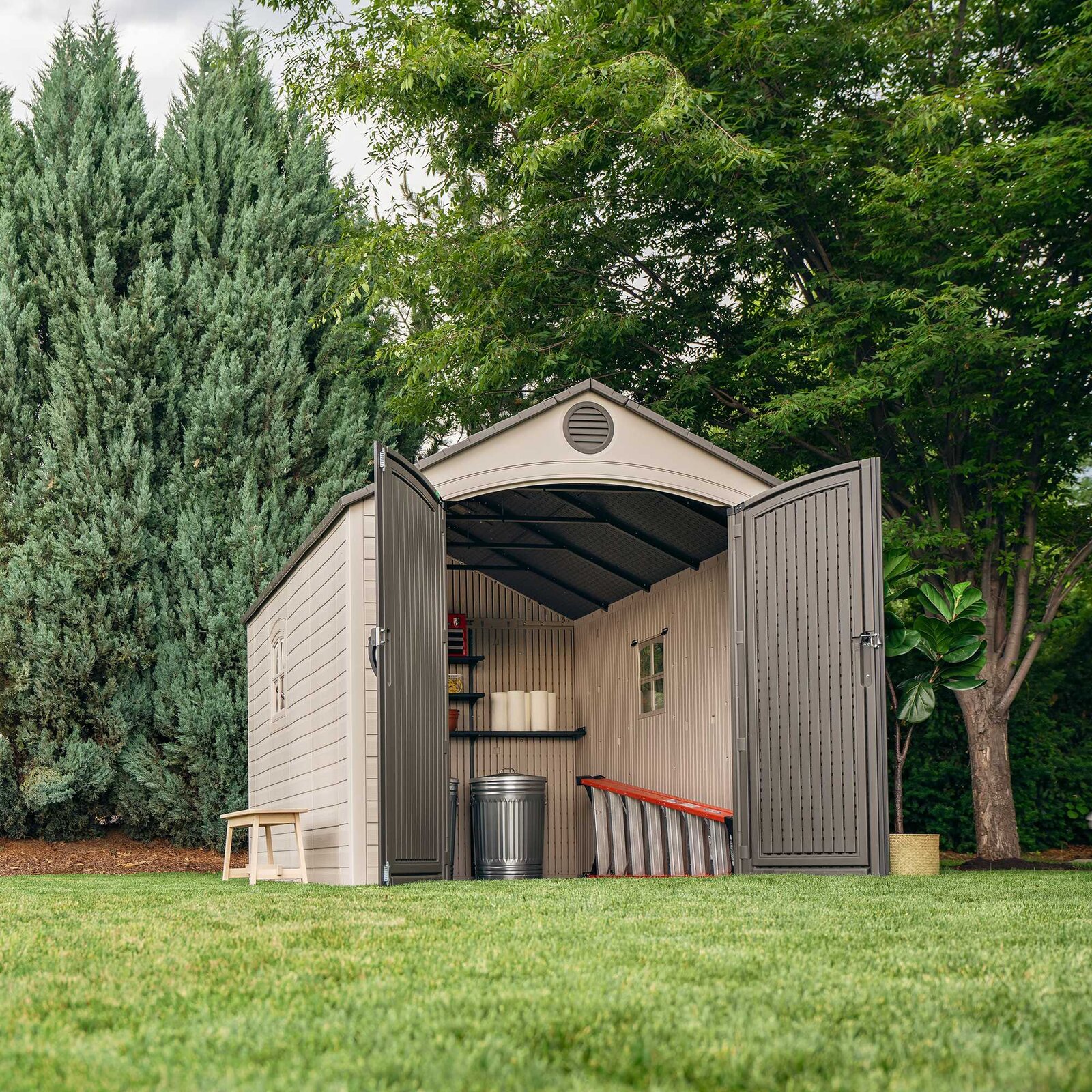 8 ft. W x 12.5 ft. D Plastic Storage Shed