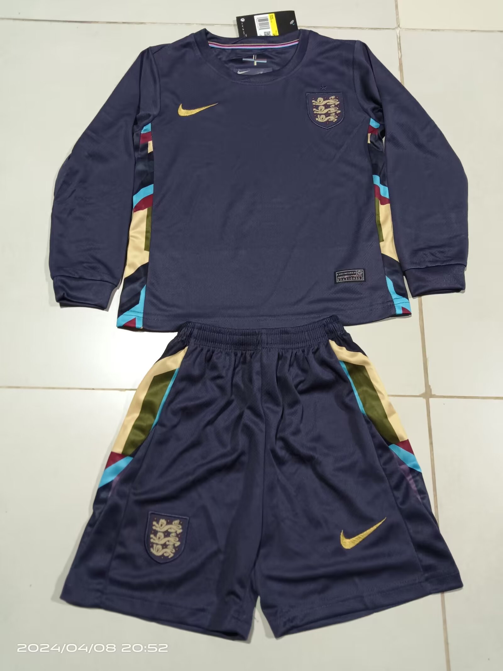2024/25 England Away Long Sleeve Children's Jersey 1:1 Thai Quality - Fans Edition
