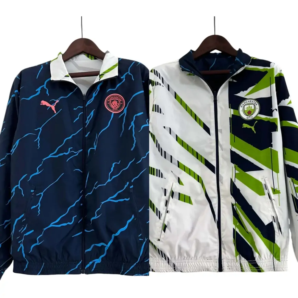 2023/2024 Manchester City Reversible Windbreaker Navy blue Soccer Jersey 1:1 Thai Quality