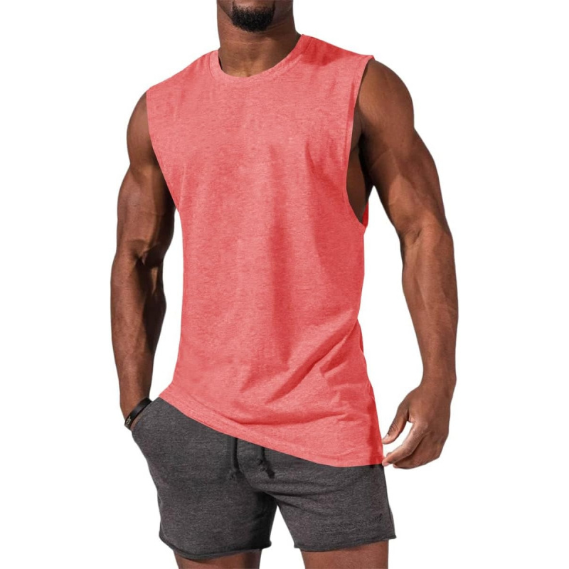Men's Sleeveless Tank Tops Crewneck Solid Loose Fit Shirt