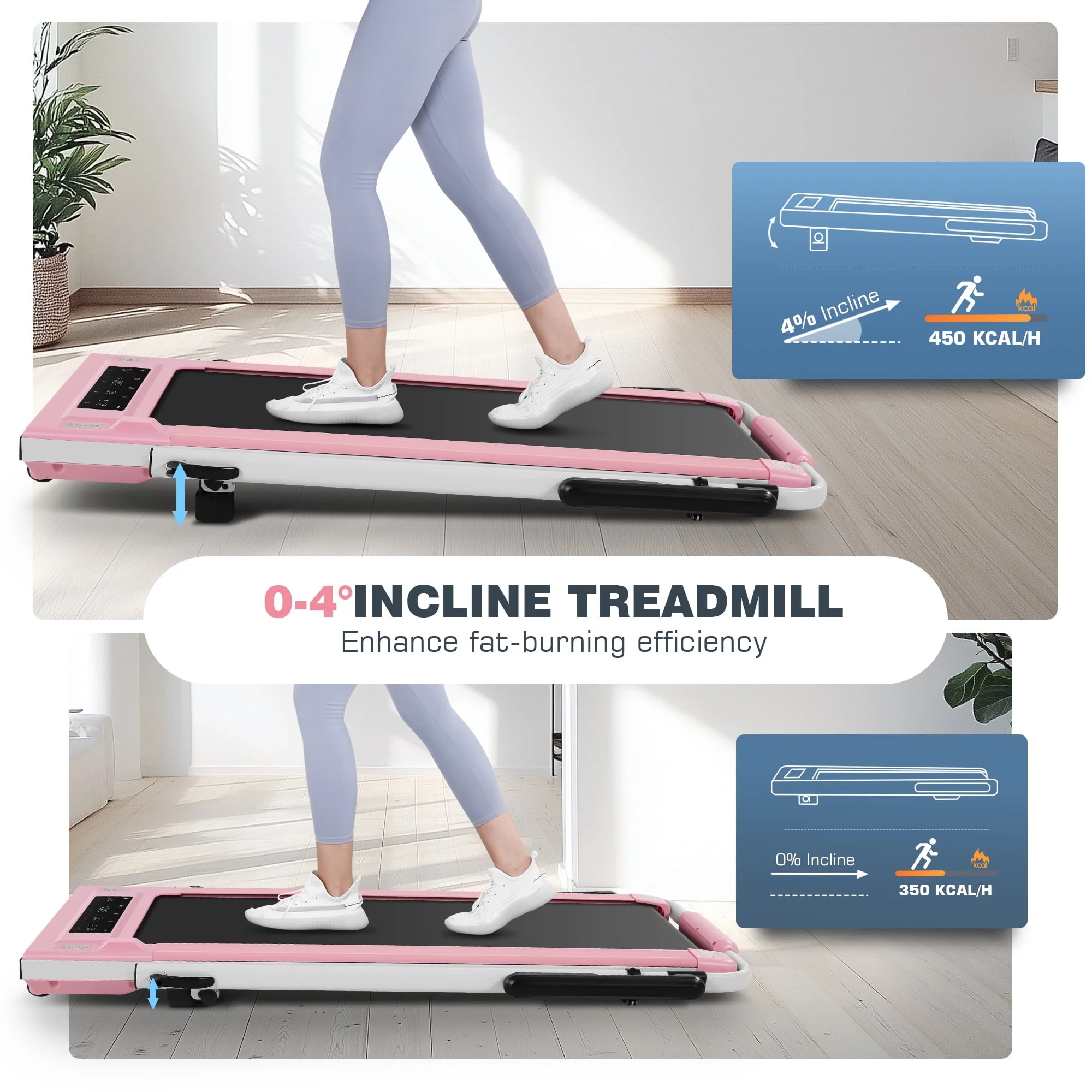 Simpfree 3 in 1 Under Desk Treadmill with Removable Desk, Walking Pad with Height Adjustable Armrests, LED Touch Screen, Remote Control, 0.5-7.5 mph