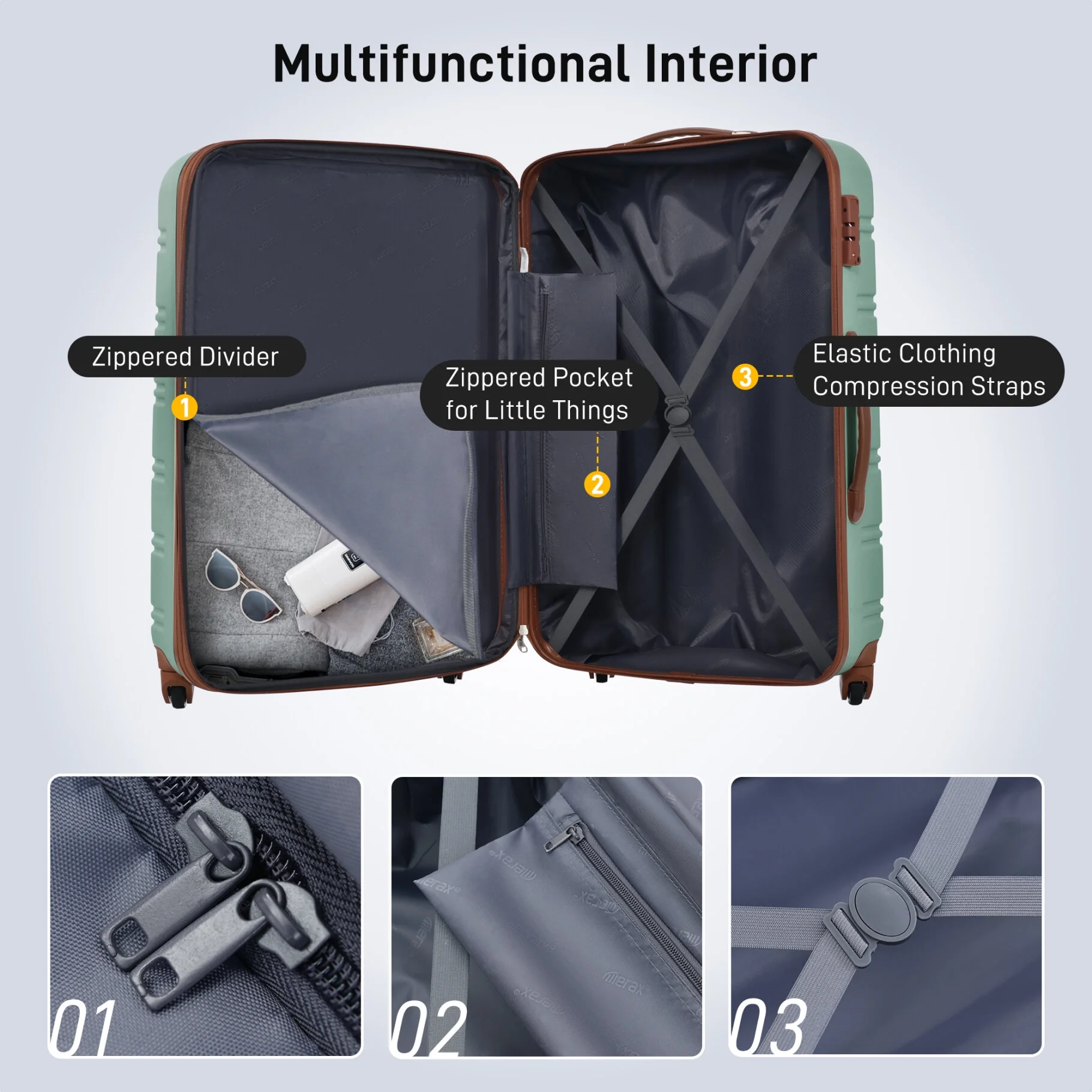 Luggage Sets 3 Piece, Hardside Expandable Ultra Durable PC Lightweight Carry On, Travel Suitcase Set with TSA Lock Spinner Wheels, Multicolor Purple