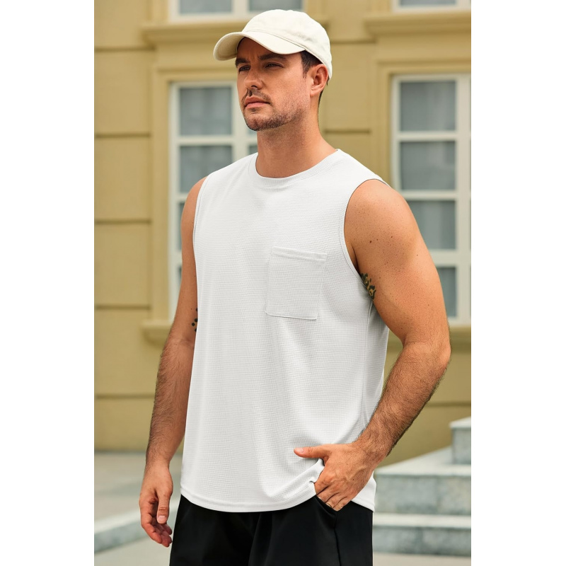 Men's Casual Tank Tops Waffle Knit Sleeveless