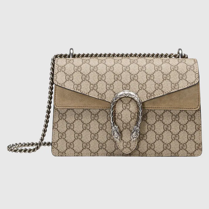 Gucci Dionysus GG Supreme Small Shoulder Bag With Beige