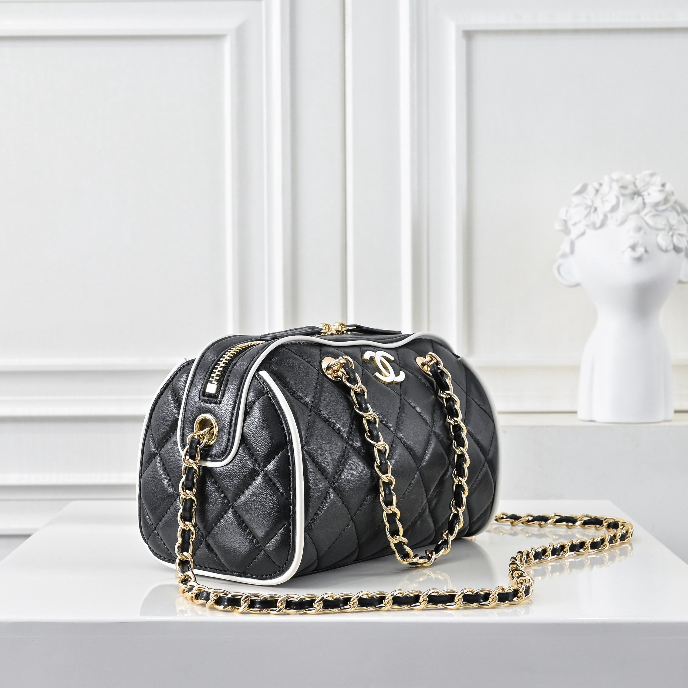 Chanel Matelasse Drum Mini Boston Bag