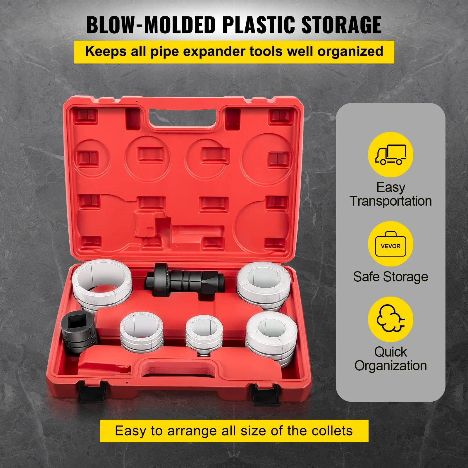 VEVOR Exhaust Pipe Expander Stretcher Tool Set, 1-5/8 to 4-1/4 Inches Pipe Stretcher Kit with Storage Case