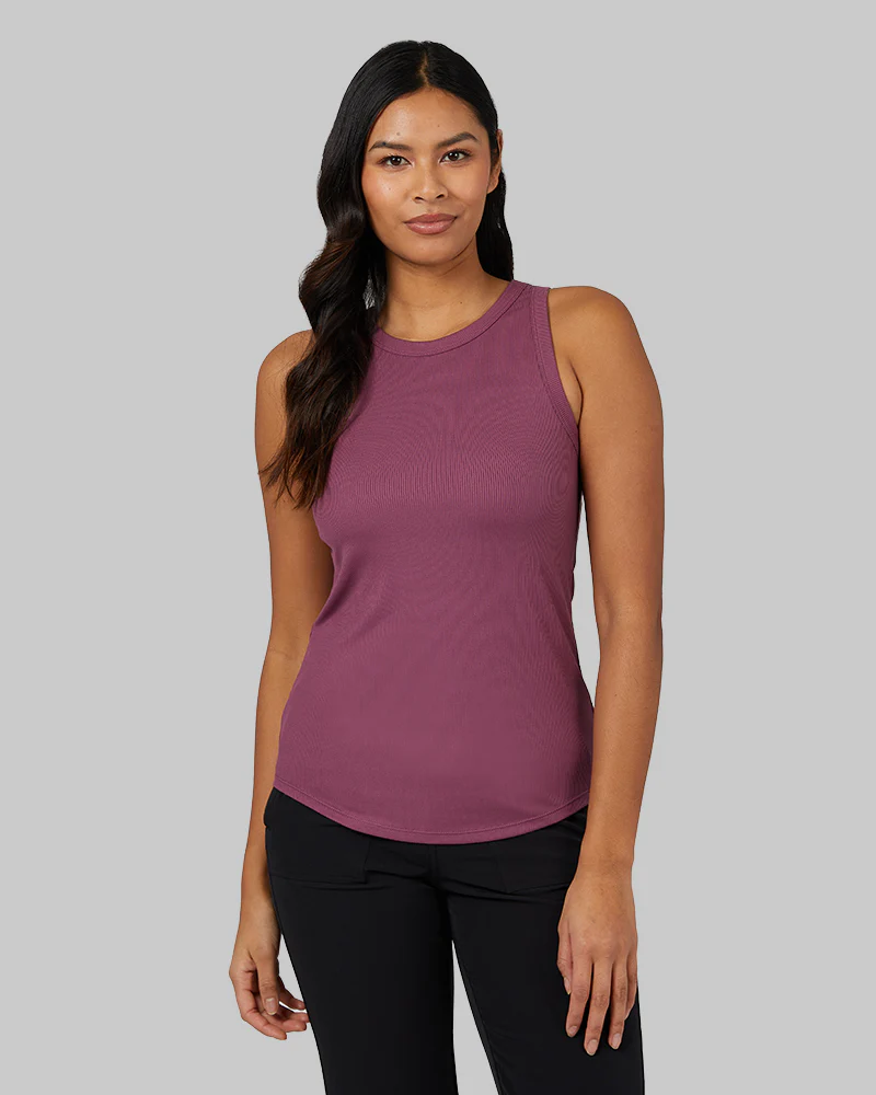 WOMEN'S SOFT RIB HIGH NECK TANK