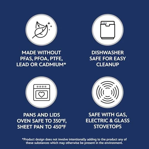 Farberware Bon Voyage Ceramic Nonstick Pots and Pans Set with Baking Sheet/Cookie Pan and Home Kitchen Tools, 8 Piece Non Stick Cookware Set - Blue