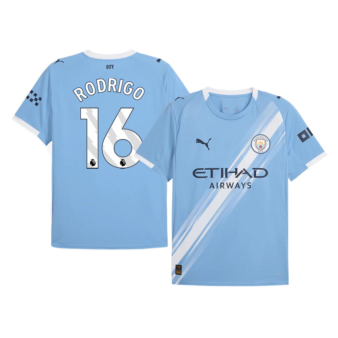 RODRIGO #16 Manchester City Home Soccer Jersey 2025/26 Blue