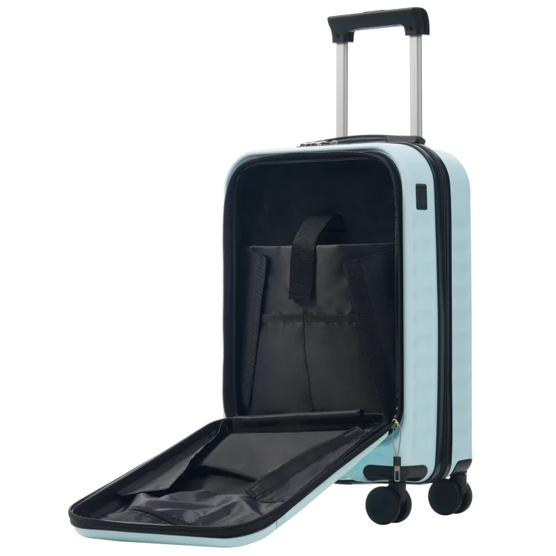 Front Opening Luggage Set 3 Piece, Hardside Carry on Suitcase with USB Port, Expandable Luggage with Handle Bag Spinner Wheels TSA Lock