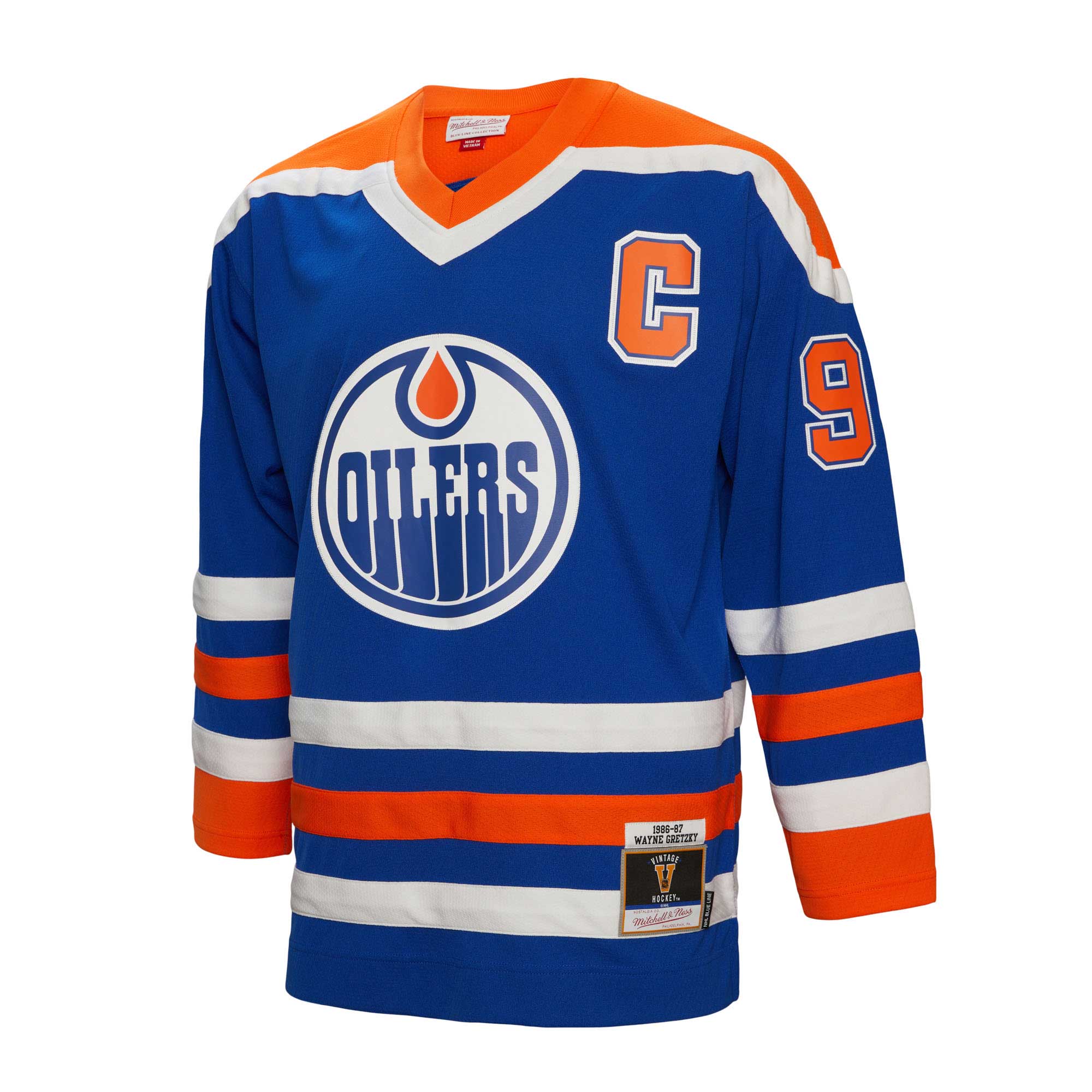 Wayne Gretzky Edmonton Oilers Mitchell & Ness Captain Patch 1986/87 Blue Line   Jersey – Royal