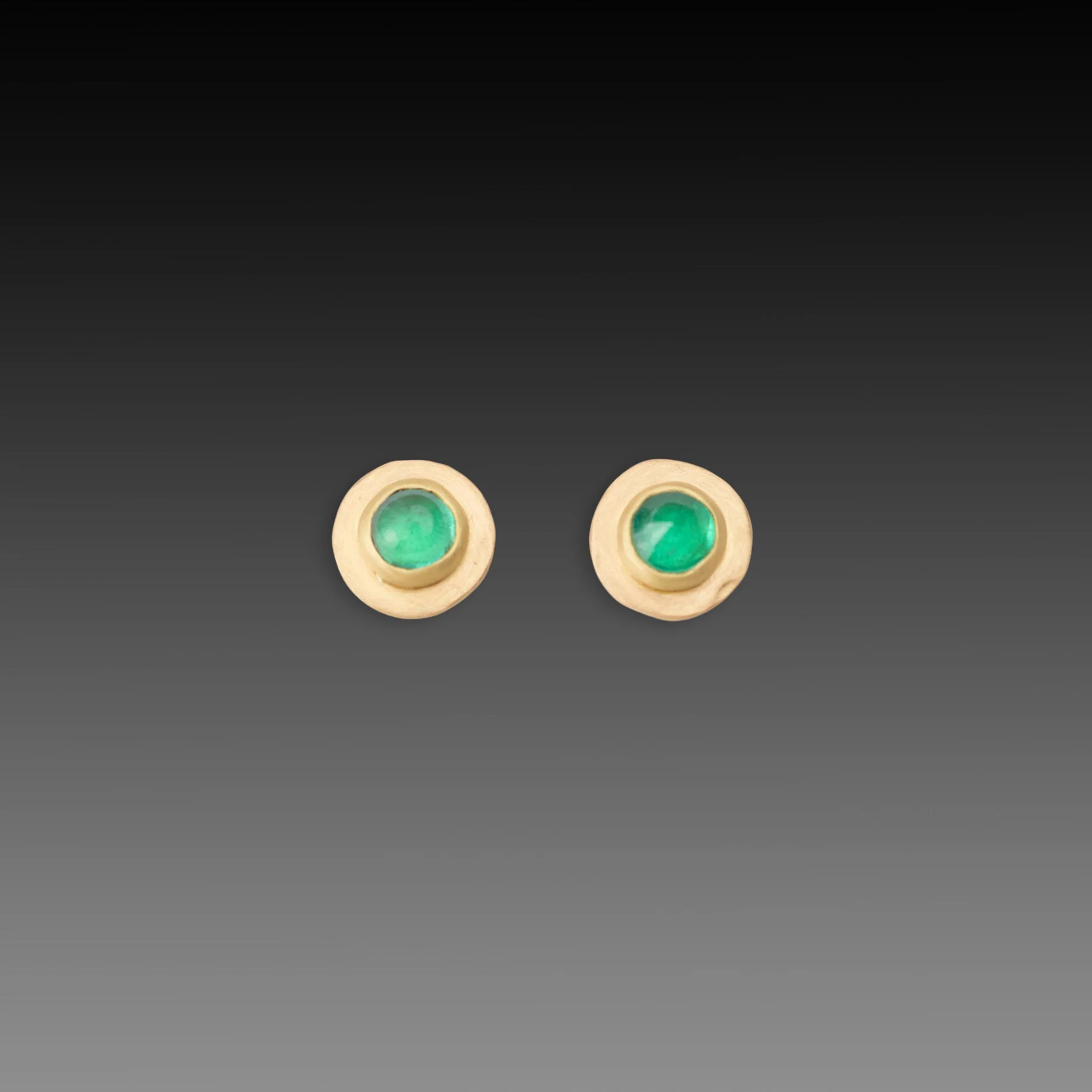 Round Emerald Stud Earrings
