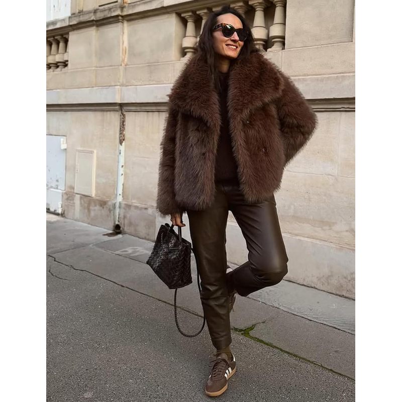 Women's Faux Fur Coat Winter Warm Fluffy Fur Jacket