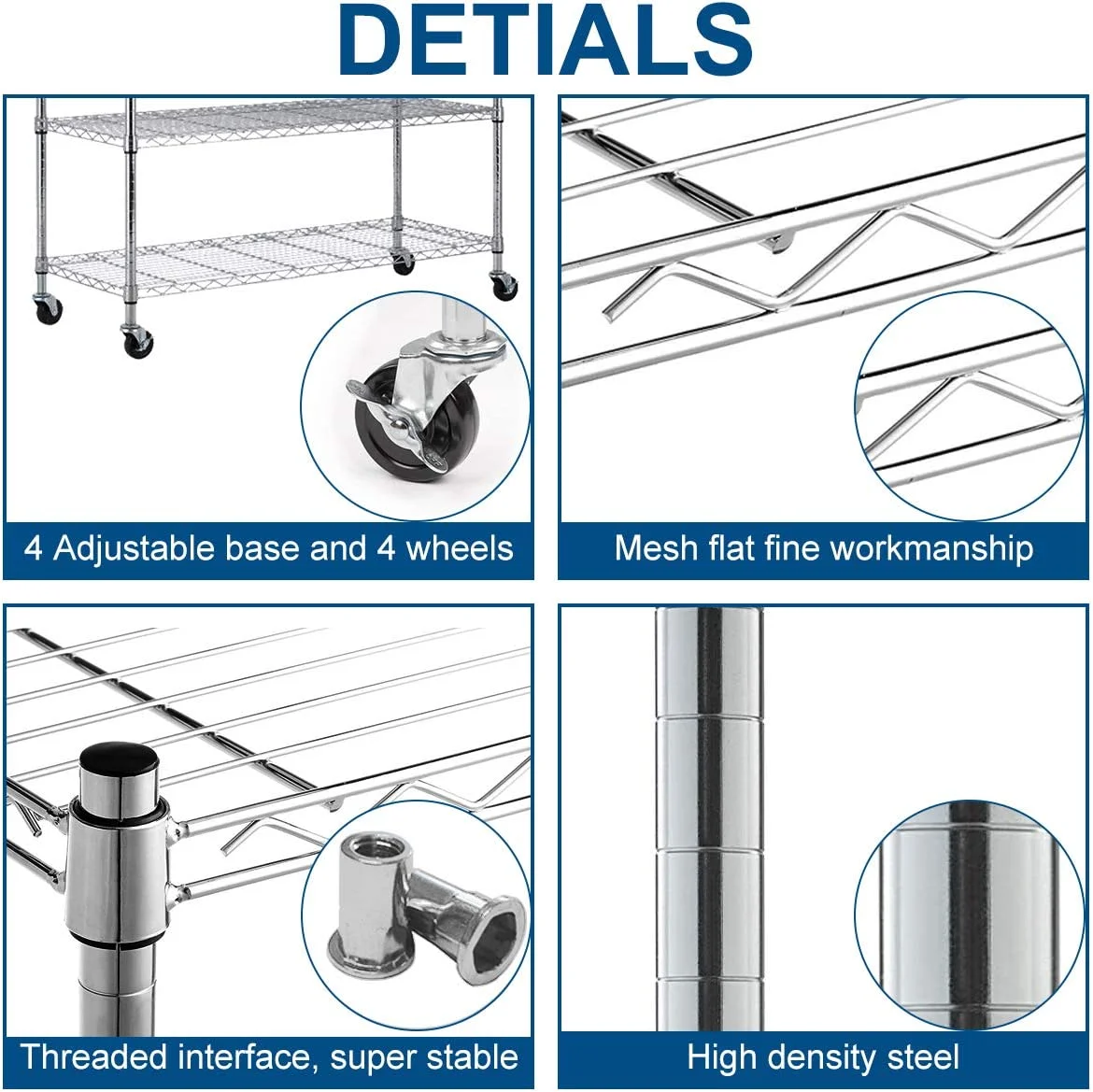 6 Tier Wire Shelving Unit Metal Storage Shelves w/Wheels, 350 Capacity Per Shelf, Heavy Duty Steel Garage Shelf, 48