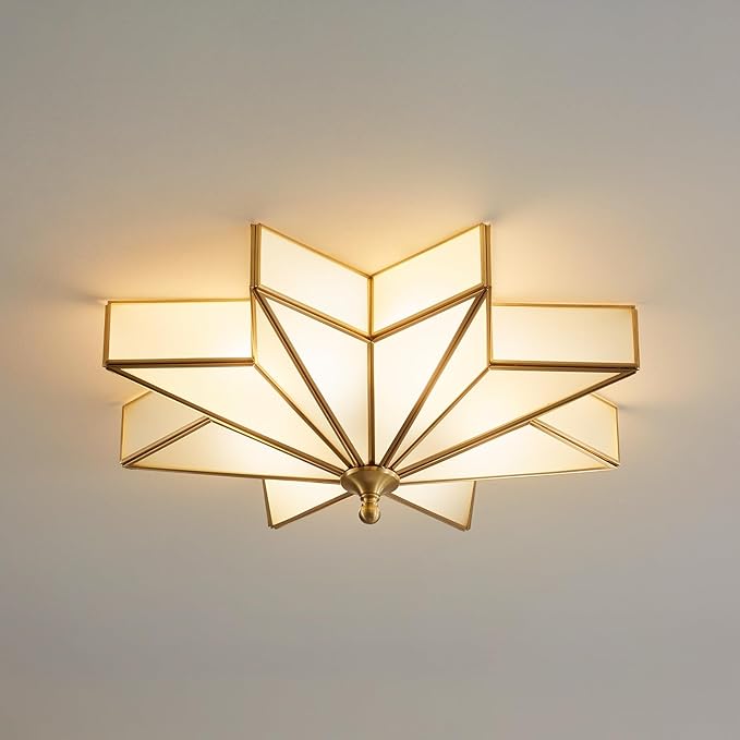 MELLOWWLITE Star Brass Glass Ceiling Light
