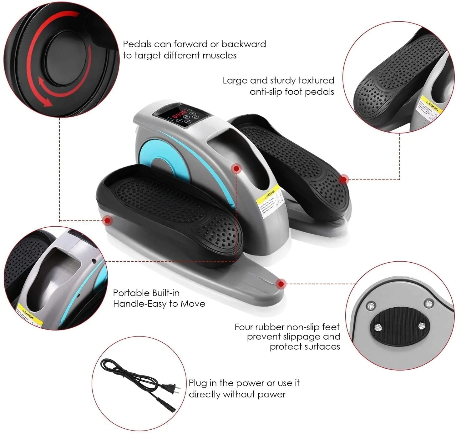 Desk Elliptical Machine for Home Office, Electric Desk Elliptical Trainer with Display Monitor Quiet Compact Pedal Exerciser Gifts for Caring Parents