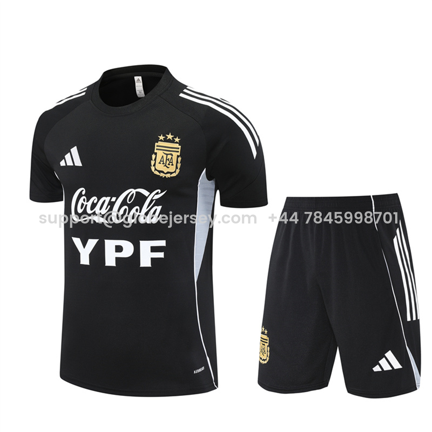 Argentina 25-26 Pre-Match Short-Sleeve Training Set - Black Top & Shorts