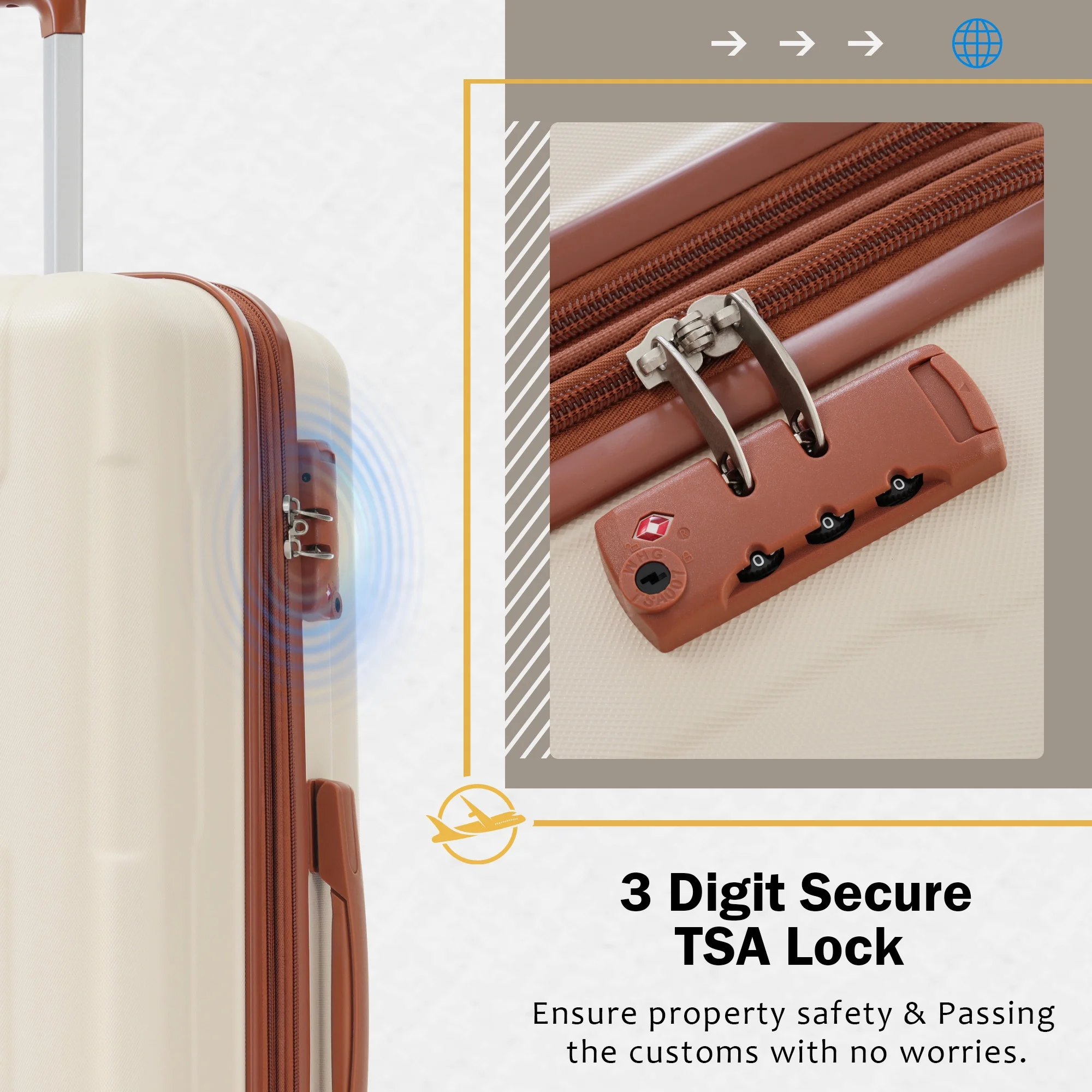 imerelez 2 Piece Luggage Set with Bags Expanable Spinner Wheels ABS Lightweight Suitcase with TSA Lock 20inch+28inch