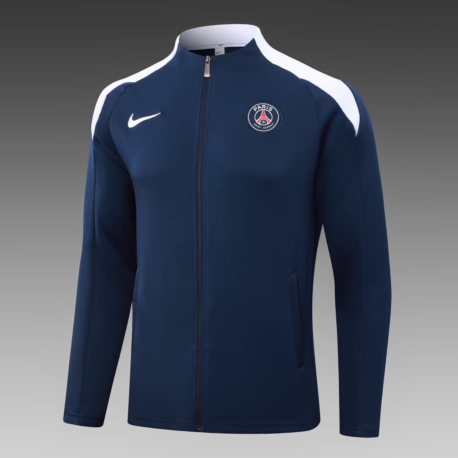 2024/2025 Psg Paris Saint-Germain Long Zipped Jacket Royal Blue Football Shirt 1:1 Thai Quality