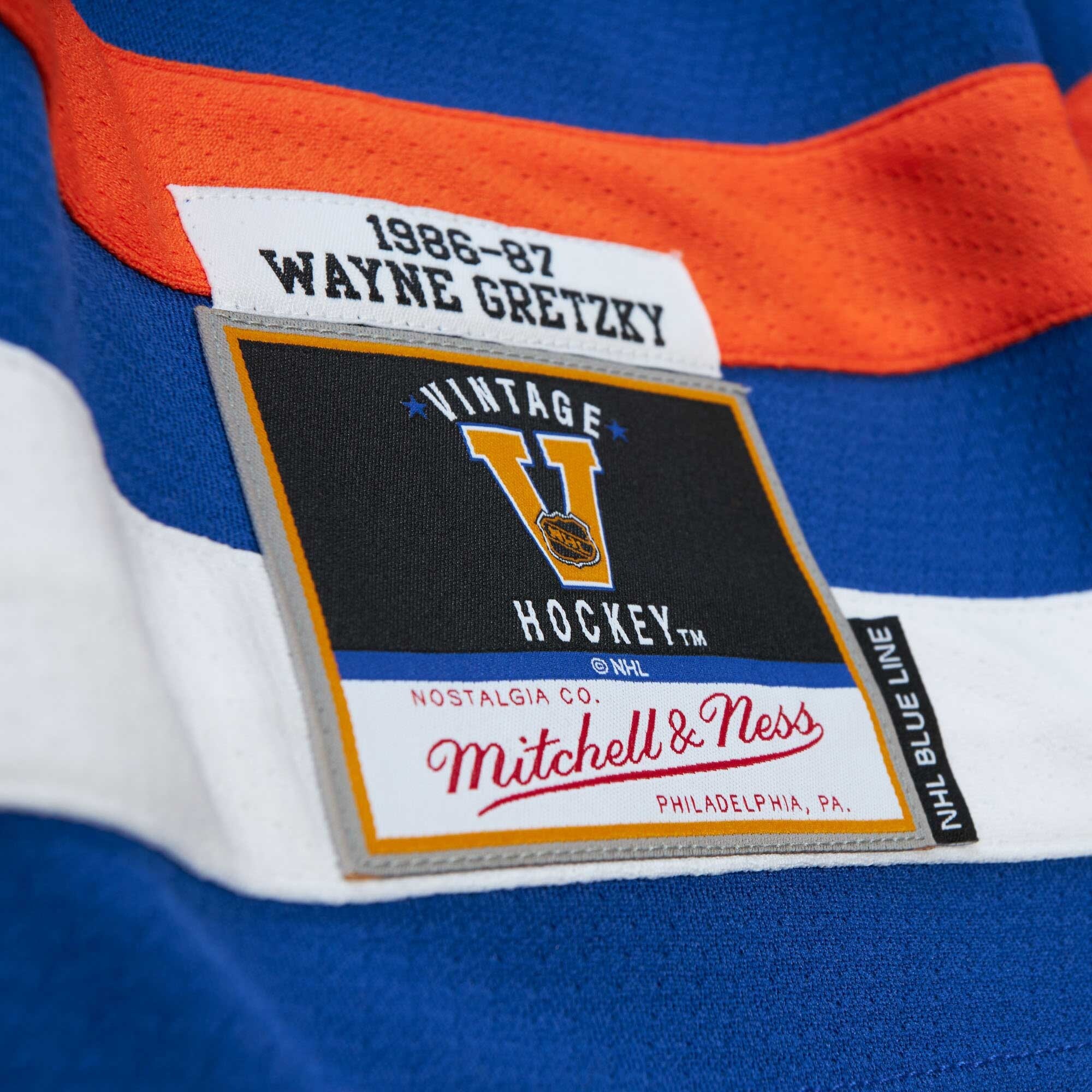 Wayne Gretzky Edmonton Oilers Mitchell & Ness Captain Patch 1986/87 Blue Line   Jersey – Royal