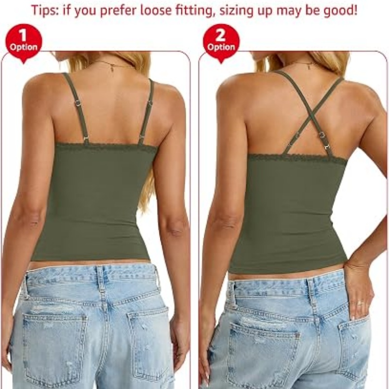 Womens Lace Camisole Cotton Scoop Neck Top Sexy Y2K Summer Clothes