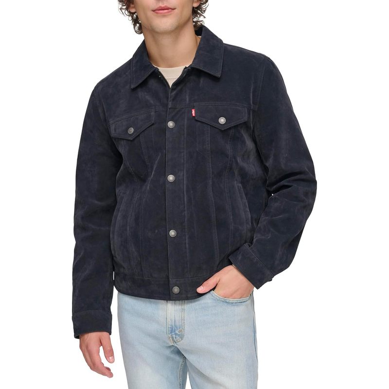 Men's Faux Leather Classic Trucker Jacket