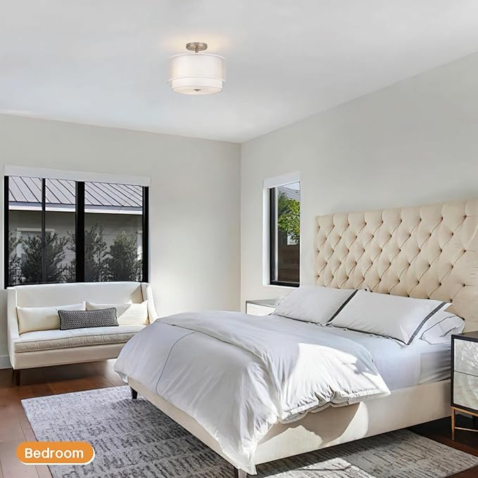 MELLOWWLITE Semi Flush Mount Ceiling Light Fixture,Bedroom Ceiling Lights