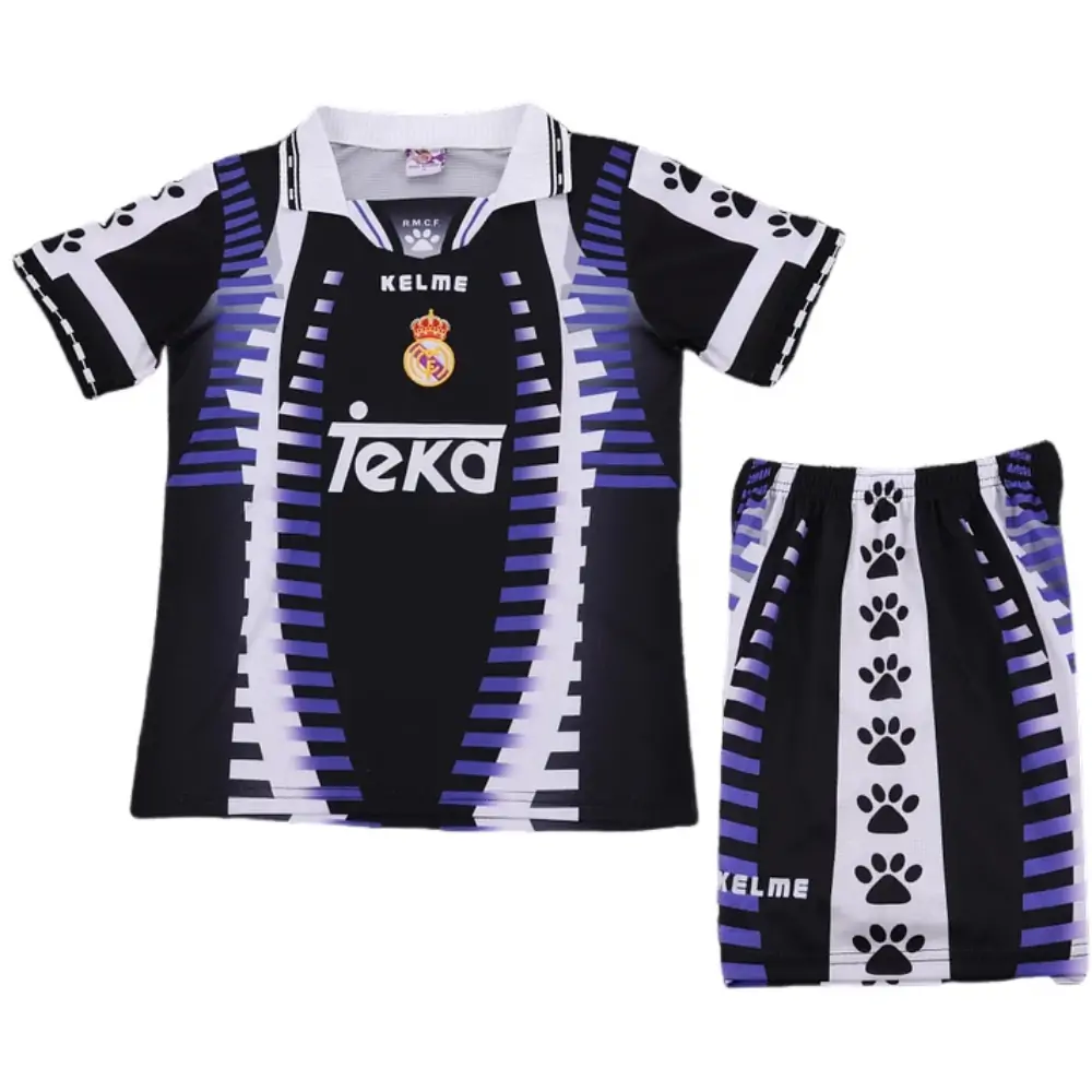 1997-98 Real Madrid Second Away Match Retro Children's Jersey Set - Fans Edition