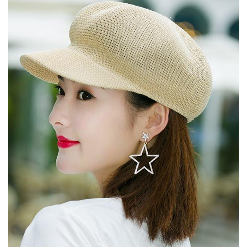Women Summer Straw Newsboy Cap Beret
