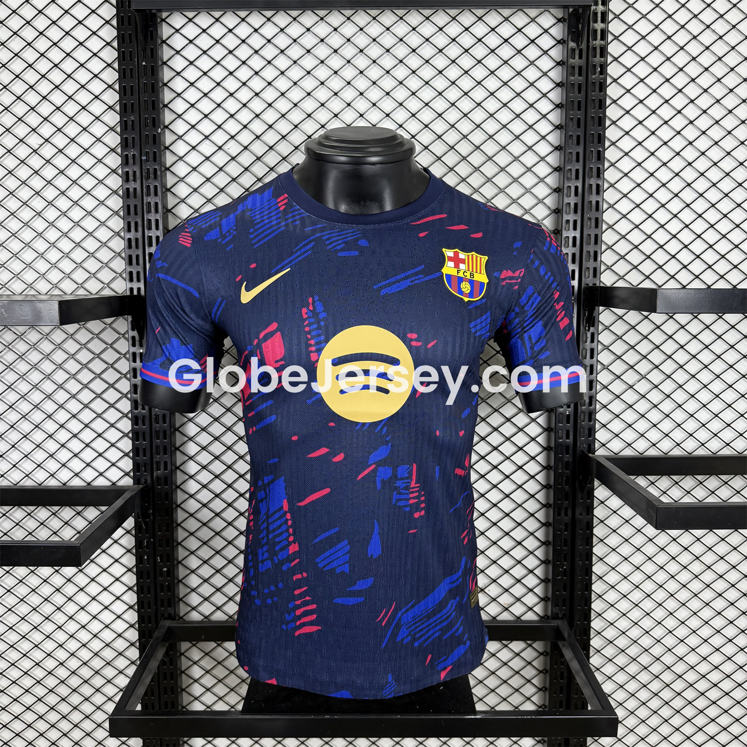 Barcelona 25-26 Red and Blue Graffiti Deep Blue Jersey - Player Version