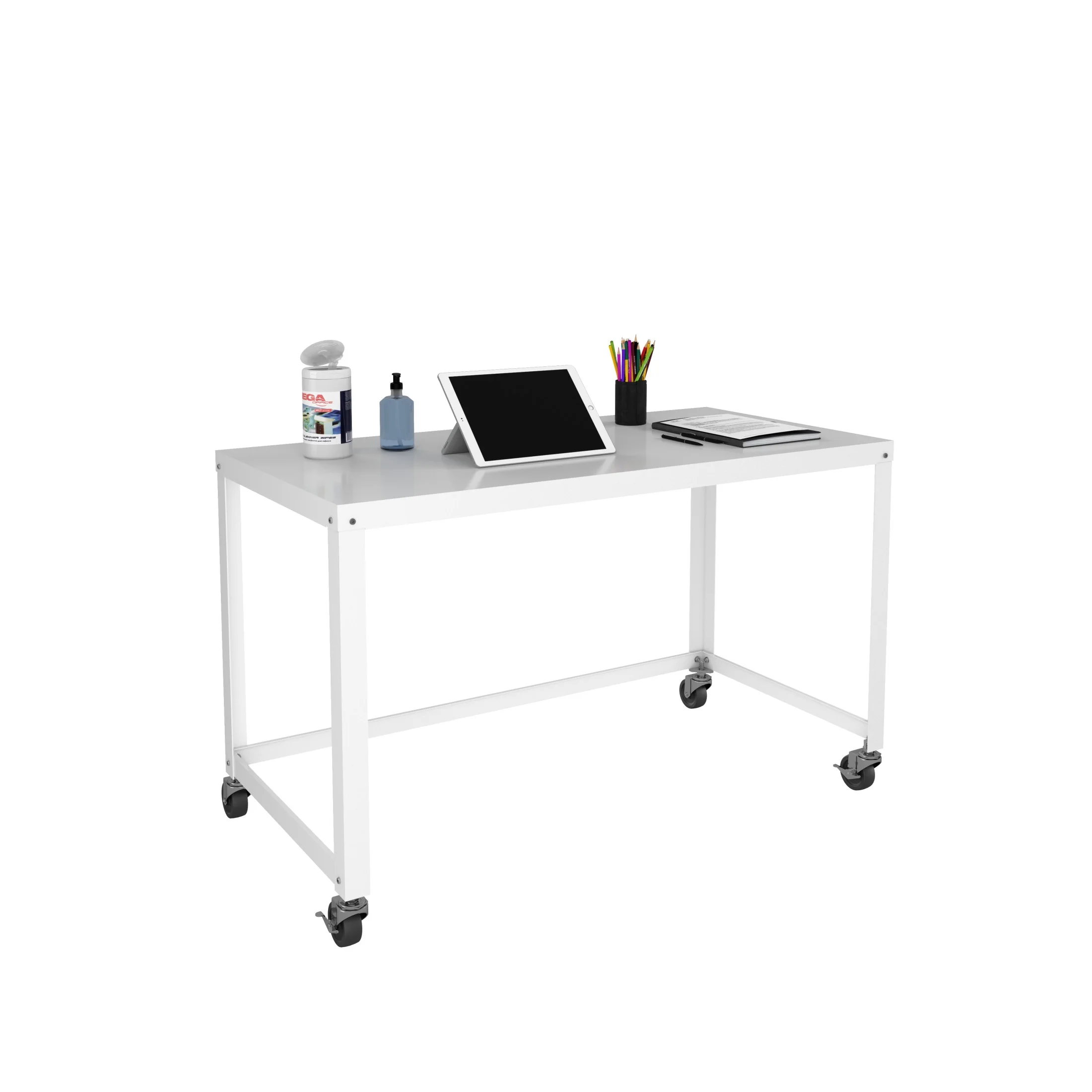 Space Solutions Ready-to-Assemble 48-inch Wide Mobile Metal Desk for Home Office, Navy