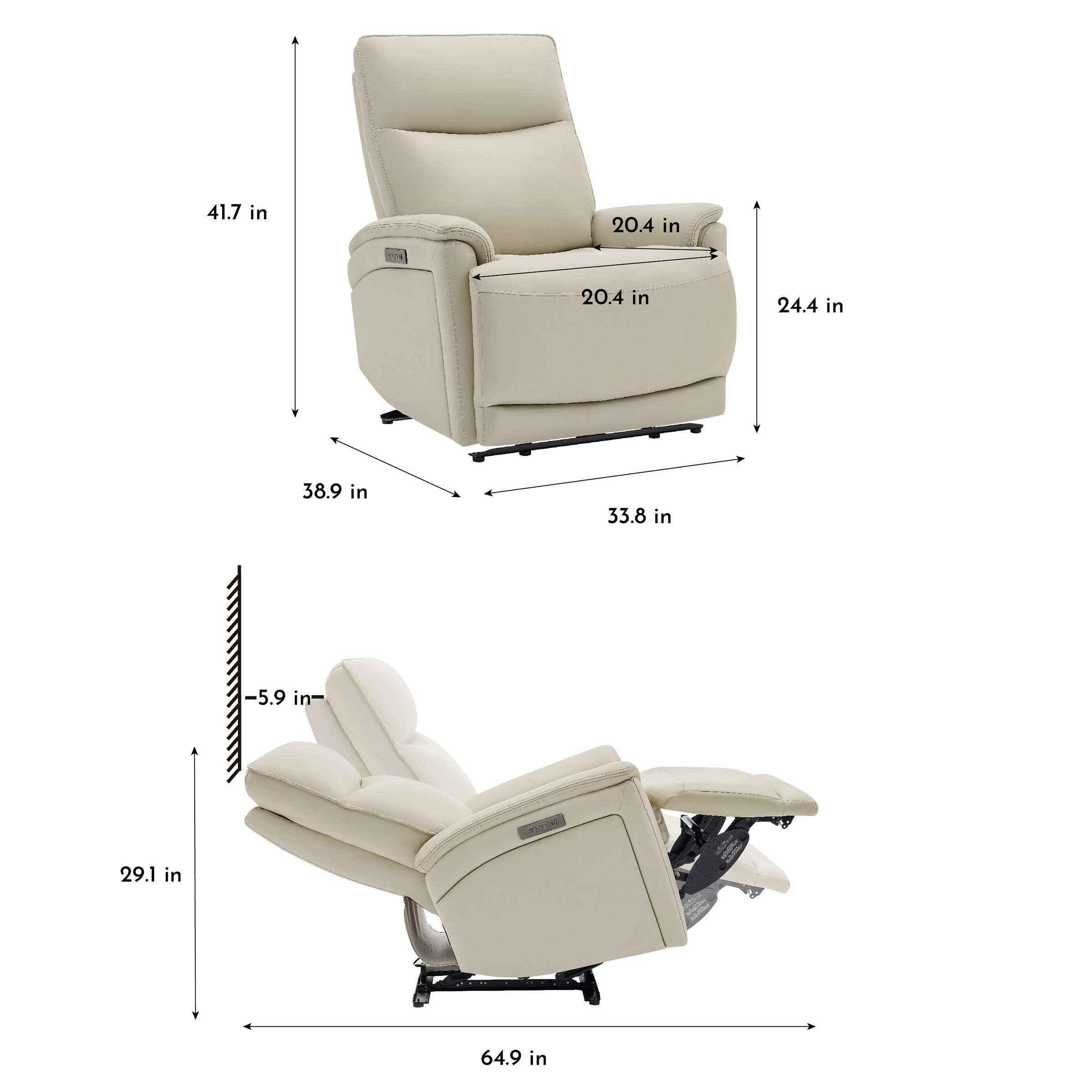 Sanders Leather Power Recliner with Power Headrest