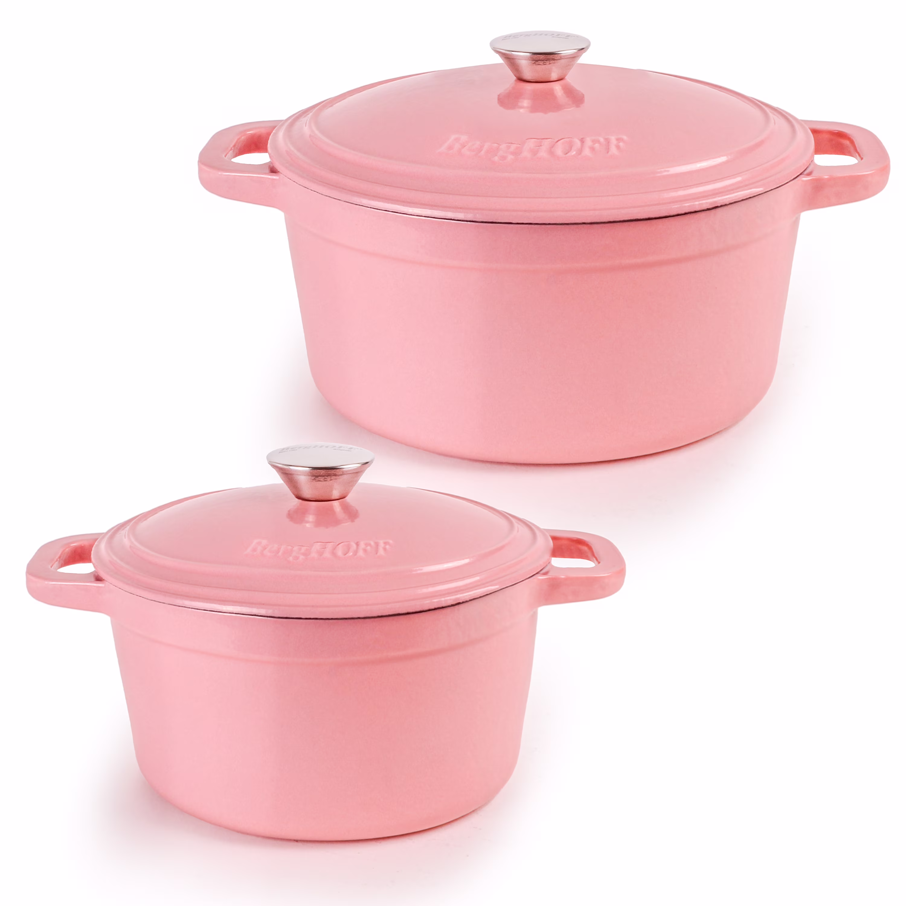 BergHOFF Neo 4Pc Cast Iron Set: 3qt. Covered Dutch Oven & 7qt. Covered Stockpot, Blue