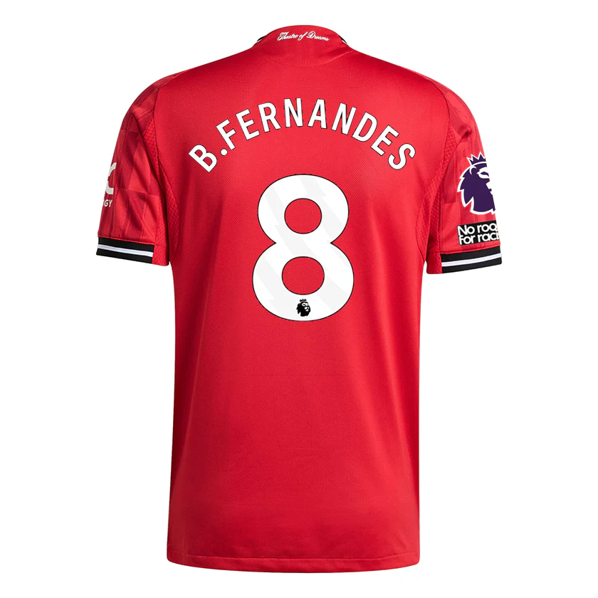 adidas Bruno Fernandes Men's Manchester United Authentic Home Jersey 25/26 w/ NRFR + EPL Patch (Red)