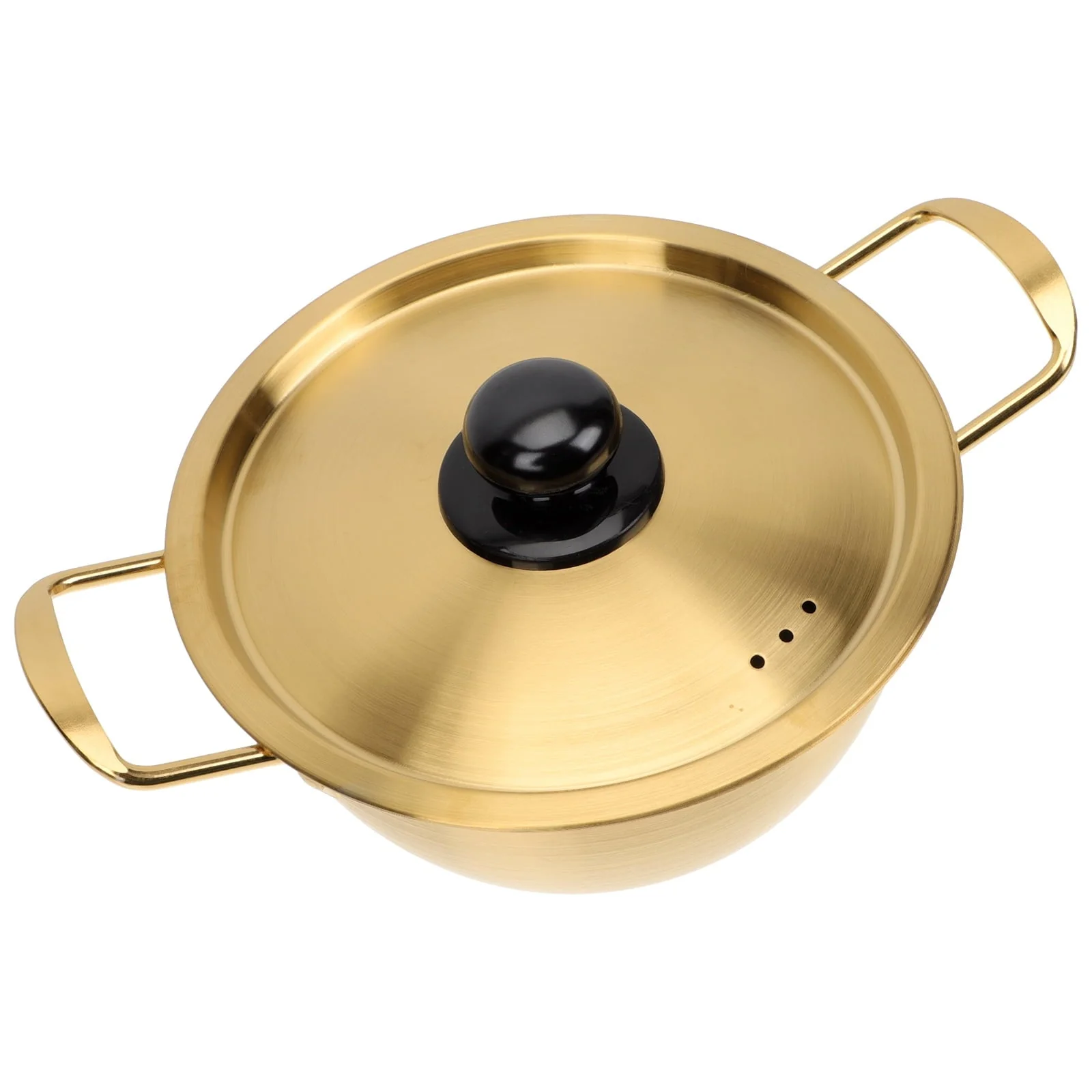1 Set Stainless Steel Kitchen Pot Double-handle Korean Style Instant Noodles Pot