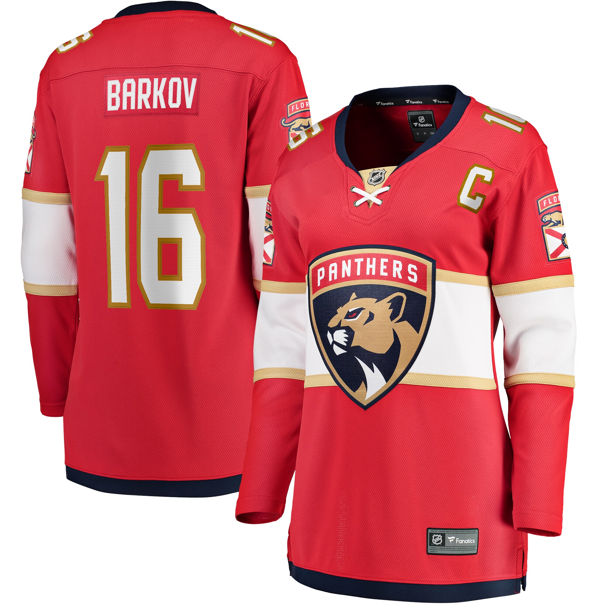 Aleksander Barkov Florida Panthers Fanatics Women’s Captain Patch Home Breakaway   Jersey – Red