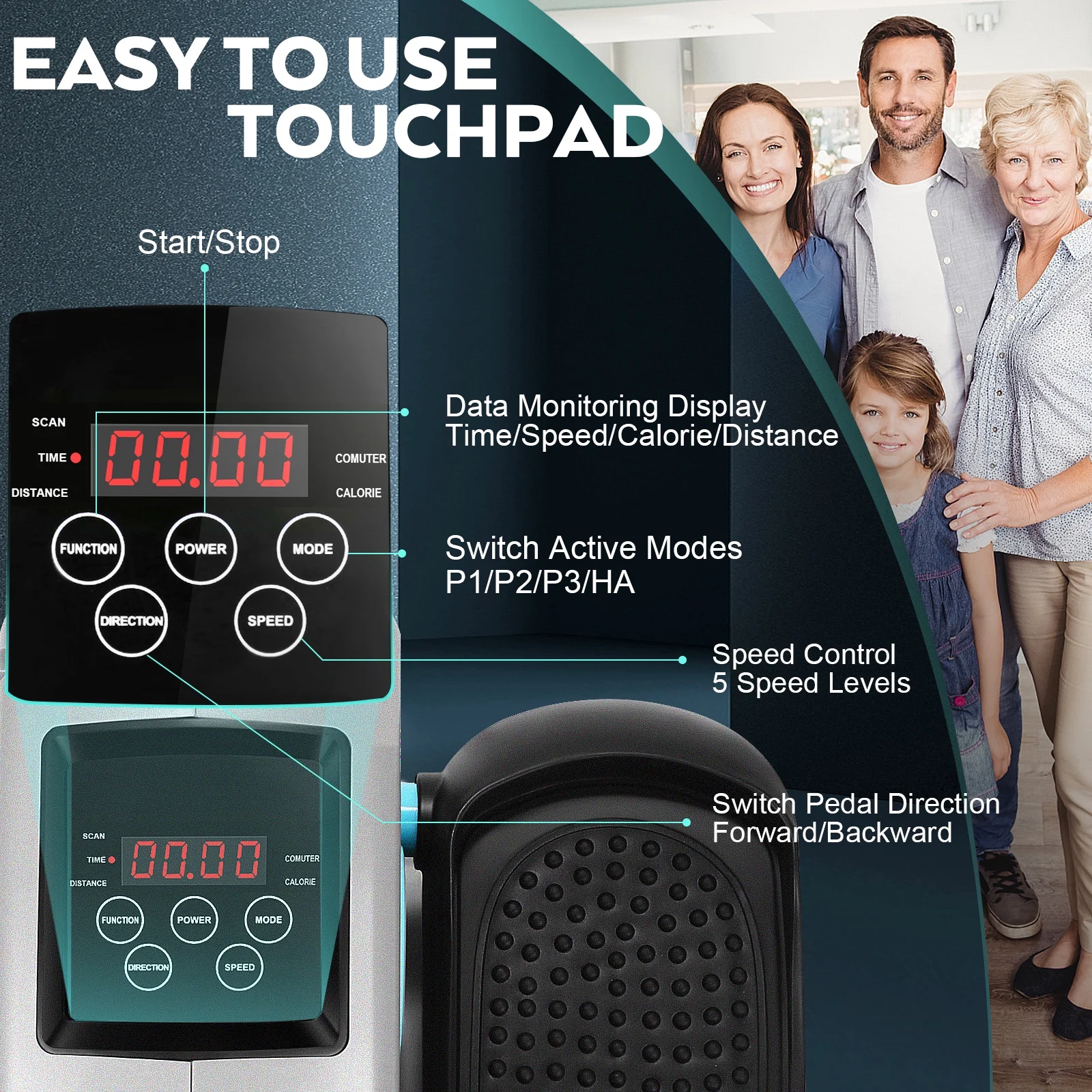 Elliptical Machine, Under Desk Elliptical with Remote Control, Quiet Home Ellipse Exerciser for Seniors