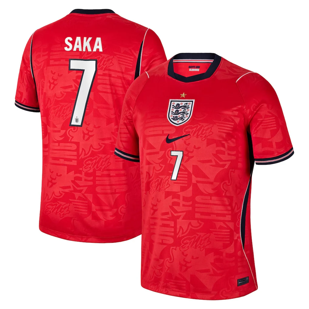 Saka #7 England Away Soccer Jersey 2026 World Cup