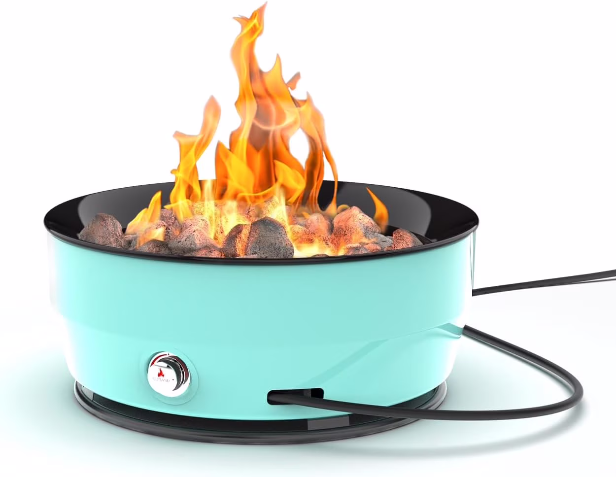 Outland Living Large Outdoor Propane Gas Fire Pit for Outside, 60,000 BTU/h, 24 inch with Lid - Modern Lake Country 800 Fire Bowl Firepit for Patio, Graphite Gray