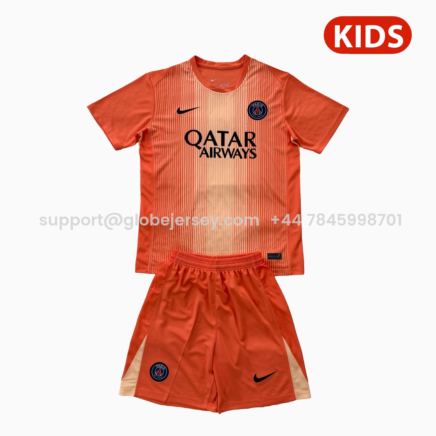 Paris Saint-Germain PSG 25-26 Orange Goalkeeper Kids Kit