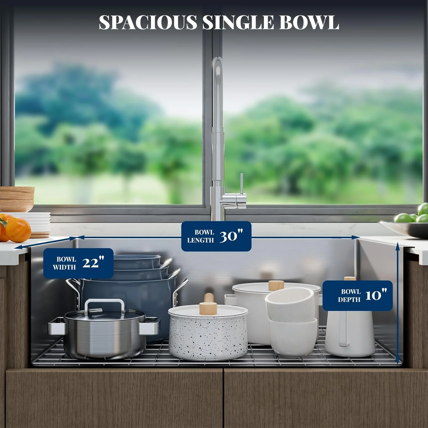 Kitchen Sink,Drop in Single Bowl Stainless Steel Bar Sink with Cutting Board,Undermount Workstation Kitchen Sink with Accessories