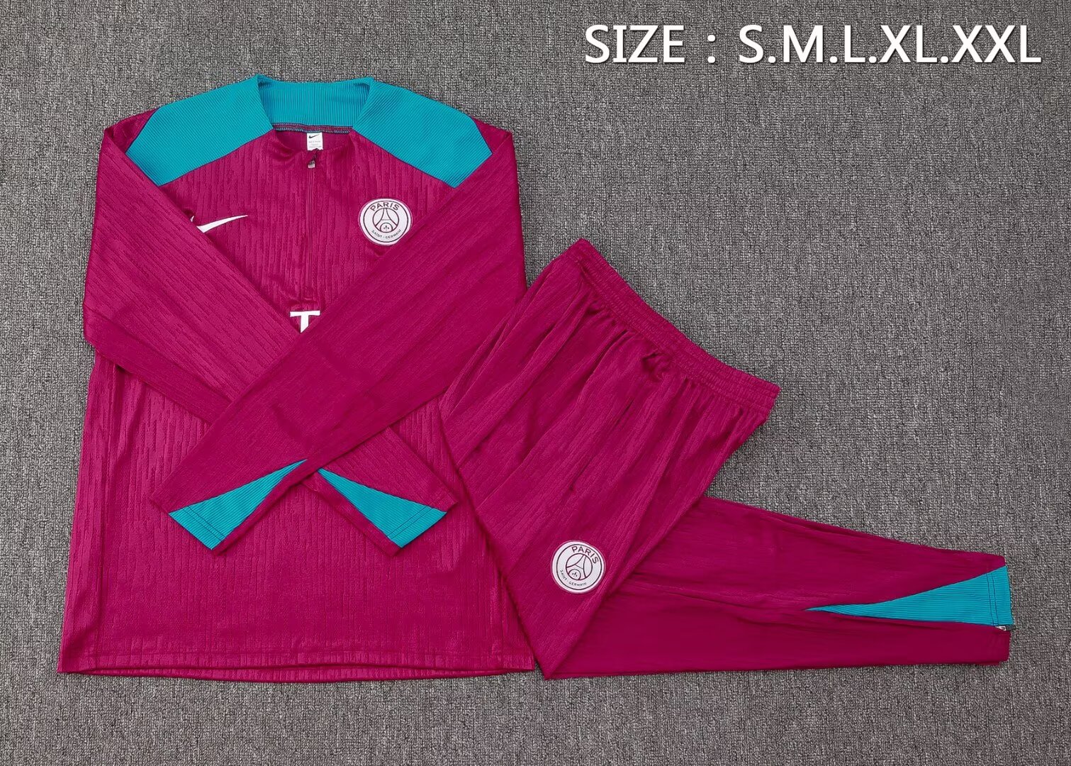 2024/2025 Psg Paris Saint-Germain Half-Pull Training Suit Purple-Red Football Shirt 1:1 Thai Quality