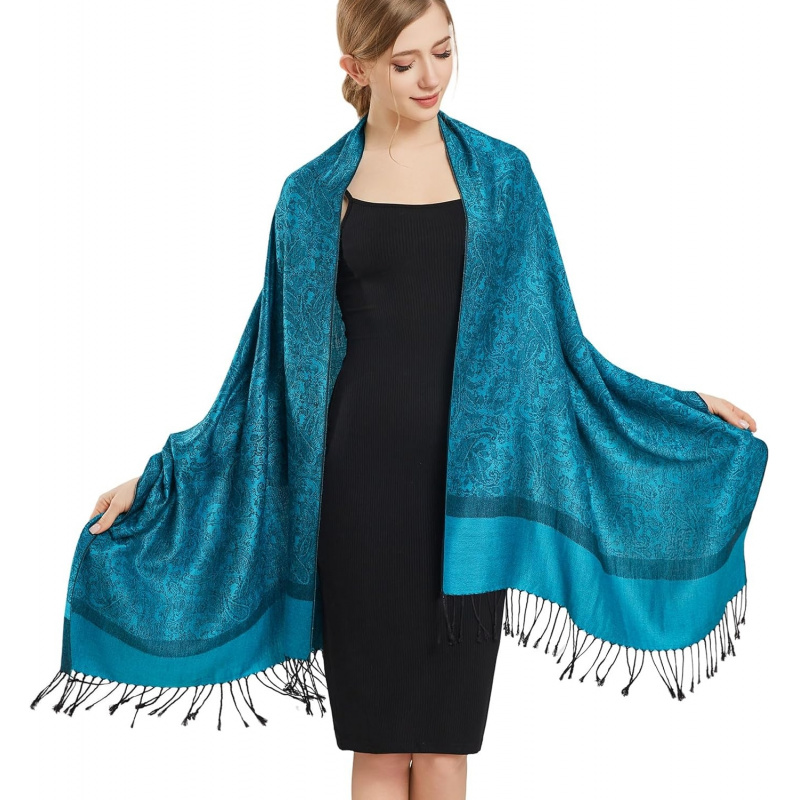 Silky Paisley Pashmina Shawl Scarf-Women's Soft